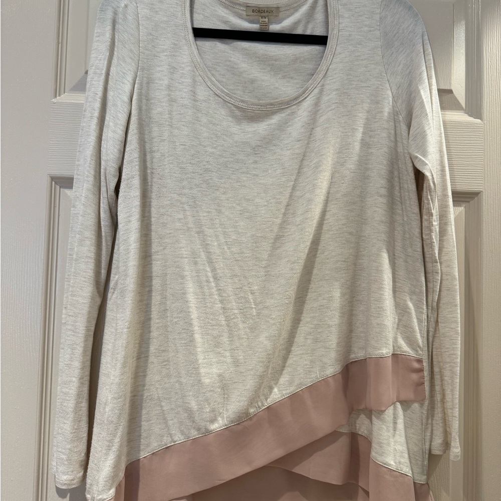Bordeaux Gray and Pink Asymmetrical Blouse